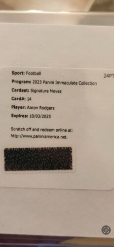 2023 Immaculate Football Aaron Rodgers Signatures Moves Auto Redemption #/25