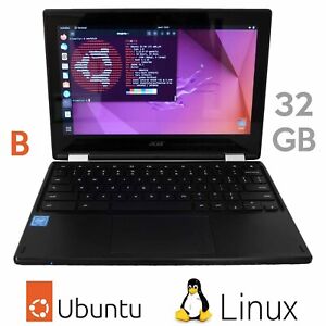 Ubuntu Linux Laptop 32GB SSD 4GB RAM Acer R11 C738T Netbook 11.6 Intel 1.6GHz  B