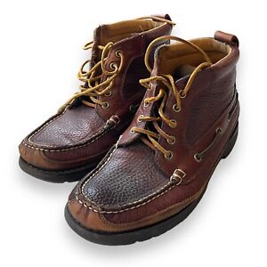 LL Bean Chukka Allagash Bison Brown Leather Moc Toe Boots Men's Size 9D 244479