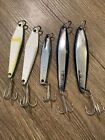 Lot of 5 UFO Fishing Lures Saltwater Ocean Jigs Irons Tackle Chrome White Blue