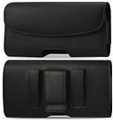 Black Leather Horizontal Belt Clip Loop Case Pouch Cover Holster For HTC Phones