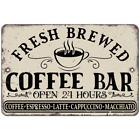 Fresh Brewed Coffee Bar Aluminum Metal Sign - Coffee Vintage Retro Wall Decor