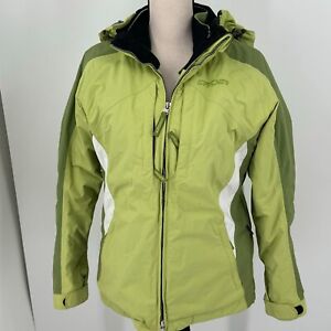 Spyder WOMENS Olive Green Hooded Full Zip Snowboarding Ski Coat Jacket SIZE 12