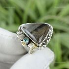 Natural Montana Agate Gemstone Statement Brown Ring Size 9 925 Sterling Silver