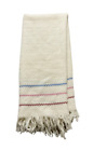 New ListingVintage Faribo Throw Blanket Ivory Blue Pink Stripe Fringe Wool Acrylic 49 X 53