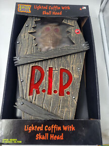 Totally Ghoul Coffin RIP with Skull Lighted Halloween Display w/ Box NEW