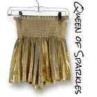 Queen of Sparkles Disco Swing White Gold Shorts Womens Size XS
