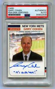 Gary Cohen SNY Broadcaster Custom Card Outta Here Signed PSA Authentic Auto