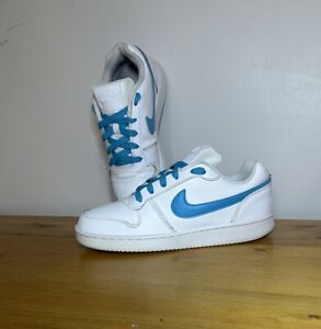 Nike Women Ebernon Low Shoes/Sneakers Tripple White US 7.5(Tiffany Blue Custom)