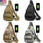Men's Sling Anti-theft Crossbody Bag Chest Shoulder Messenger Backpack USB Port