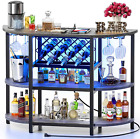 New ListingBar Table Cabinet with Power Outlet, LED Home Mini Bar Cabinet for Liquor, Metal