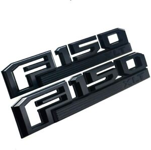 2Pc Fits 2015-2018 F-1-5-0 XLT Emblems Front Fender Badge Black (For: F-150 XLT)