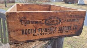 Vintage Booth Fisheries Sardine Company Wooden Crate Eastport Maine