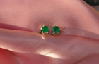 3MM ROUND NATURAL EMERALD STUD EARRINGS IN STERLING SILVER app. .50 ct.