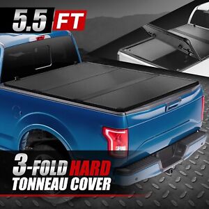 For 15-20 Ford F150 5.5Ft Truck Short Bed FRP Hard Solid Tri-Fold Tonneau Cover (For: Ford F-150)