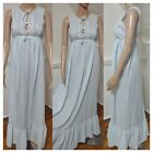 Vintage 70s Gilead Country Cotton Long Nightgown Prairie Cottage Eyelet Ruffle S