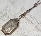 Antique Victorian Monogram Initial R Locket & OPAL HEART Slide Chain Necklace