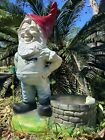 Vintage Garden Gnome Large 21” Cast Concrete Statue Planter 1950s Boss 🇺🇸
