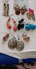 Lot Of 9 Pair Of Wire Hook Dangle Earrings-Lot#1