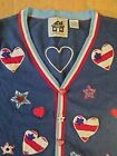 Storybook Knits Red White and Blue Cardigan Size Small