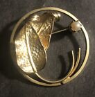 Vintage/Antique Leaves & Pearl  brooch Pin Gold Tone