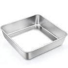 Square Cake Pan 9 Inch Stainless Steel Square Baking Roasting Pan for Cake Brow