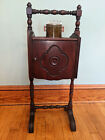 VINTAGE SMOKING TABLE STAND CABINET COPPER LINED HUMIDOR W DOOR