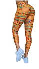 Kente African Print Women's High Waist Yoga Pants Workout Leggings with Pockets
