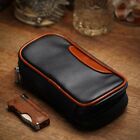 Men Leather Tobacco Smoking Pipe Case/Bag Portable Holds 2 Pipes + Tobacco Pouch
