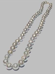Genuine 8.5 - 10mm Natural Silver Gray Cultured Oval Round Pearl 21