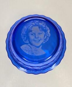 Vintage Shirley Temple 1930s Depression Cobalt Blue Glass Ceral Bowl Dish