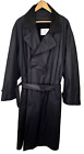 Vintage Bill Blass Men's Trench Coat Black 44L Removable Wool Liner Made in USA
