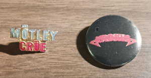 Vintage Motley Crue Enamel Pin Back Krokus Button Pin Heavy Metal Early Lot of 2