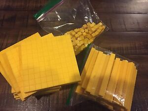 Home School Teachers Math Manipulative Base 10 Rods, Cubes, Flats - 160 Plastic