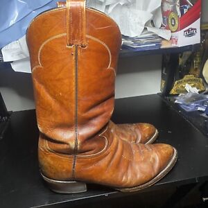 Tony Lama 5084 Men's Vintage Cognac Leather Western Cowboy Boots Size 12 E