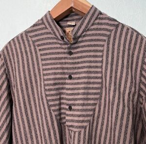 Wah Maker Western Bib Shirt Striped Pullover Frontier Banded Collar Scully