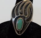 Sterling Silver Hopi Bear Claw Turquoise Ring Size 6.5