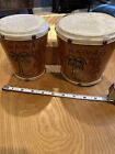 Vintage Hawaii Wooden Bongo Drums Collectable Souvenere Percussion  Houla Girl