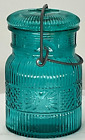Mason Collectible Teal Glass Jar with Wire Bail Clamp-On Lid by AVON