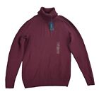 Club Room Mens Chunky Cable Knit Turtleneck Sweater Burgundy S