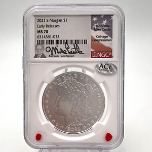 NGC 2021-S MS70 Early Release Mike Castle Signed Morgan Silver Dollar. Lot.1