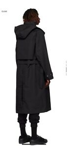 Y-3 mens black hooded trench coat size L