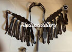 Western Brown LV Leather Set of Headstall &Breast Collar with Matching Fringes