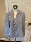 Lafayette 148 New York Blue Chambray Linen Open Front Jacket, Size Large