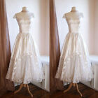 Elegant Satin Vintage Wedding Dresses Lace Short Sleeve Ankle Length Bridal Gown