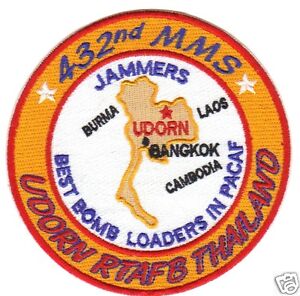 USAF BASE PATCH, 432ND MMS, JAMMERS, UDORN RTAFB, BEST BOMB LOADERS IN PACAF   Y