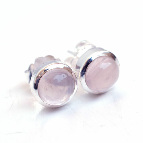 Natural Pink  Rose quartz Stud Post Earring 925Sterling Silver gems Jewelry-ST05