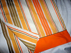 VINTAGE CANNON ORANGE YELLOW OLIVE STRIPED  (1) QUEEN FLAT SHEET 88X100