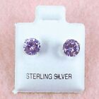 Sterling Silver - 6mm Round Alexandrite Color CZ Stud Earrings (SE353)