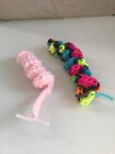 NEW Bright Color Crochet CAT TOY Caterpillar Worm Snake Curly Lot of 2 Handmade